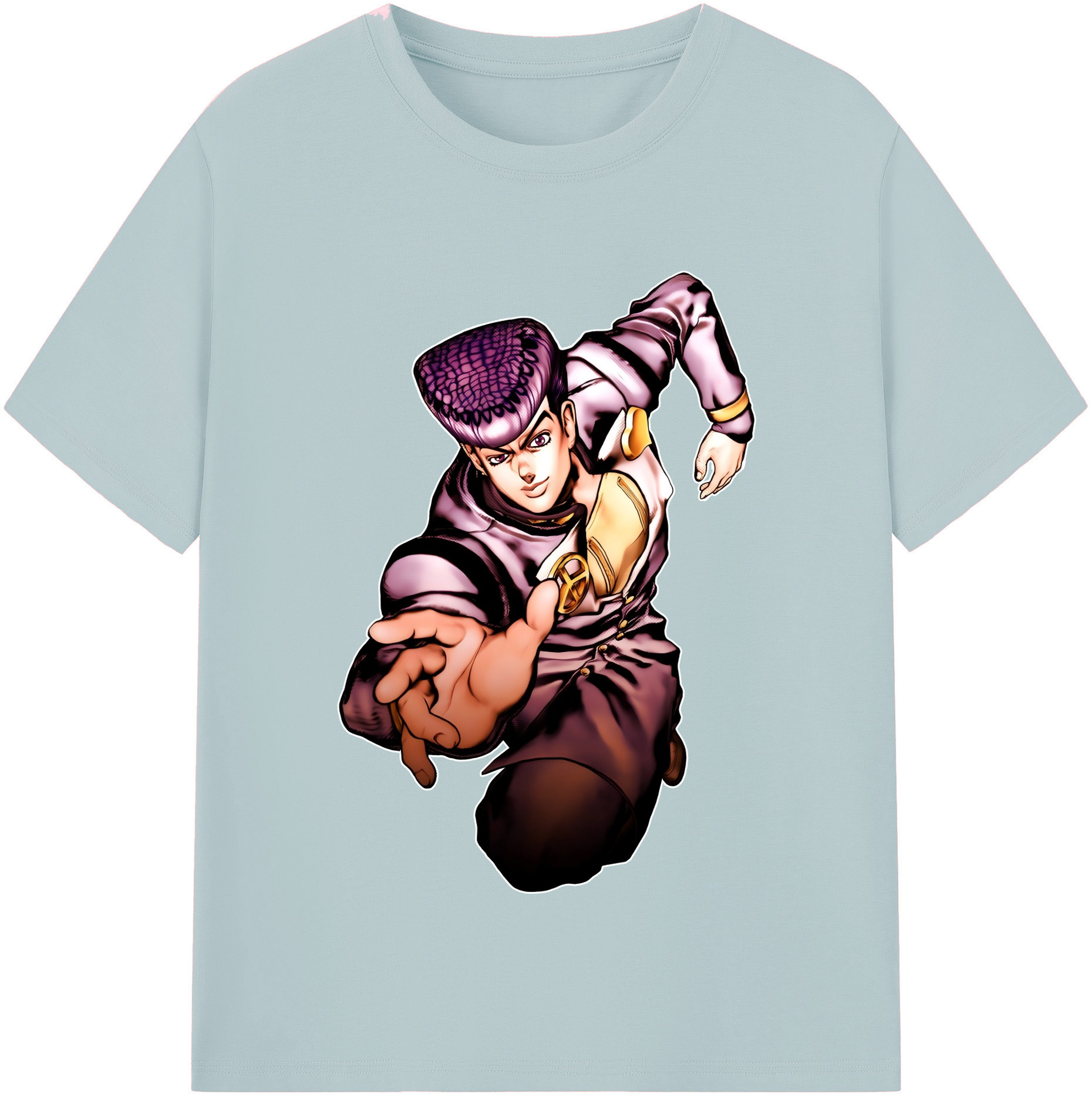 （画像用） ジョジョの奇妙な冒険 ひがしかた じょうすけ JoJo's Bizarre Adventure Higashikata Josuke 綿100％半袖Tシャツ（フロントプリント）